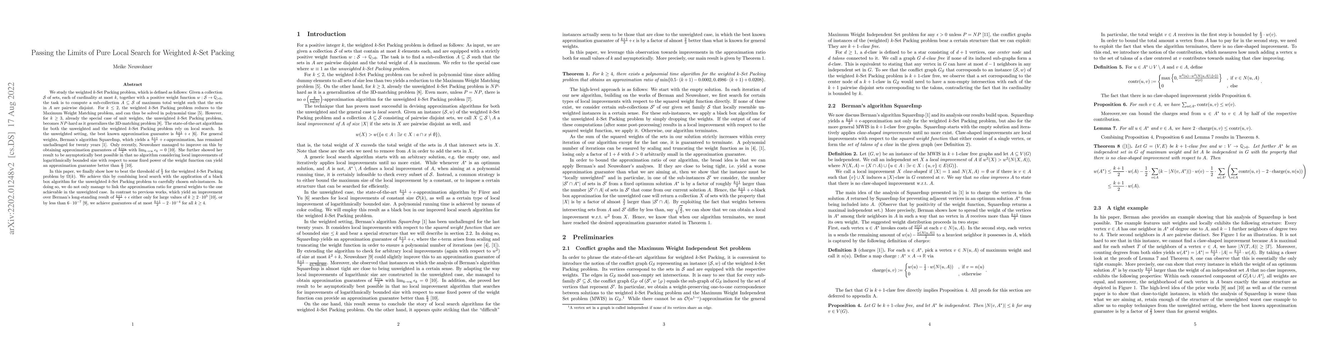 Thumbnail for Passing the Limits of Pure Local Search for Weighted $k$-Set Packing
