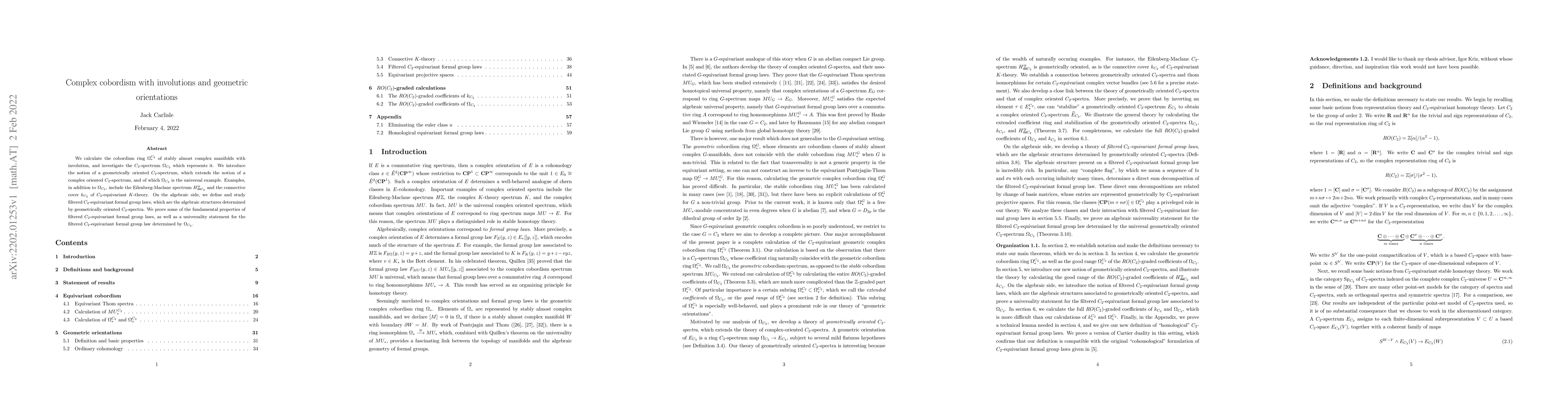 Thumbnail for Complex cobordism with involutions and geometric orientations