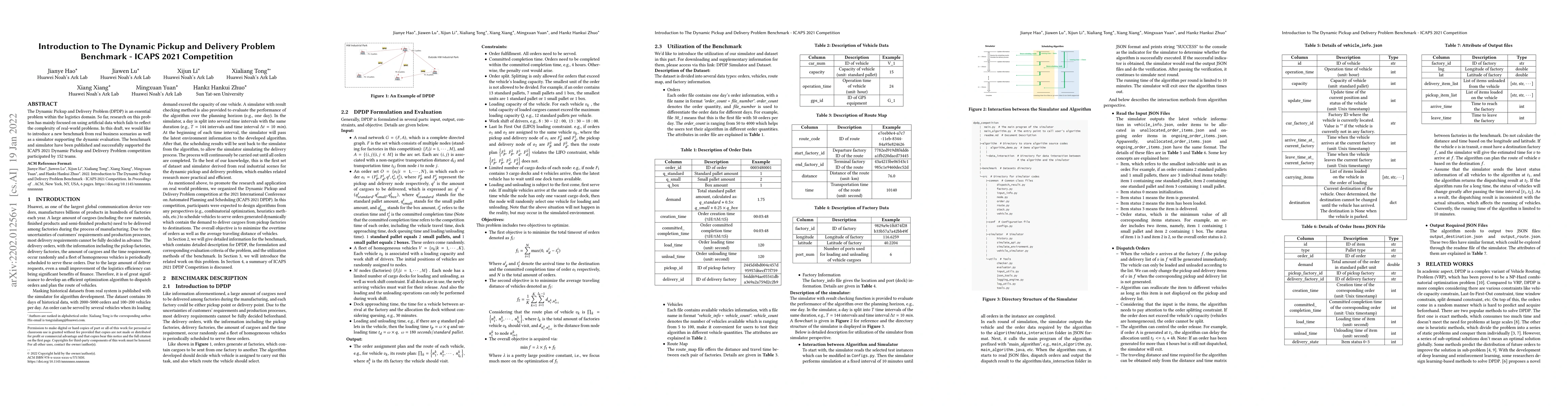 Thumbnail for Introduction to The Dynamic Pickup and Delivery Problem Benchmark --
  ICAPS 2021 Competition