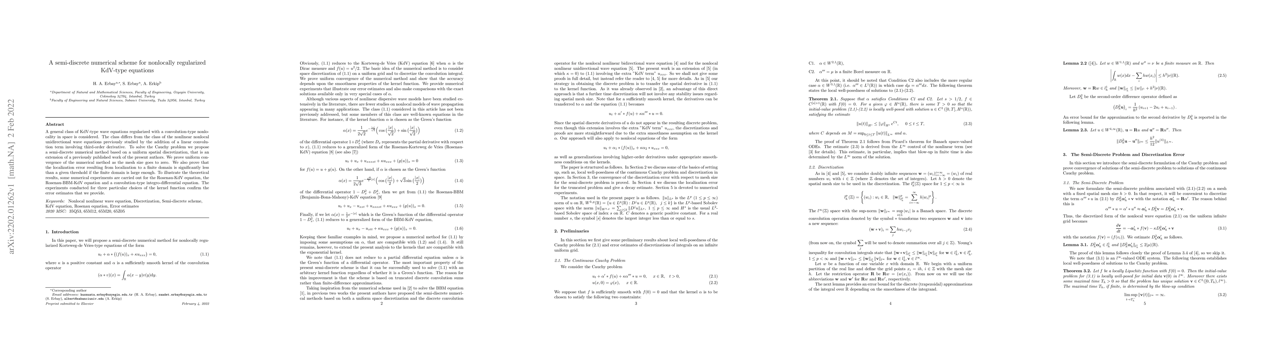 Thumbnail for A semi-discrete numerical scheme for nonlocally regularized KdV-type
  equations