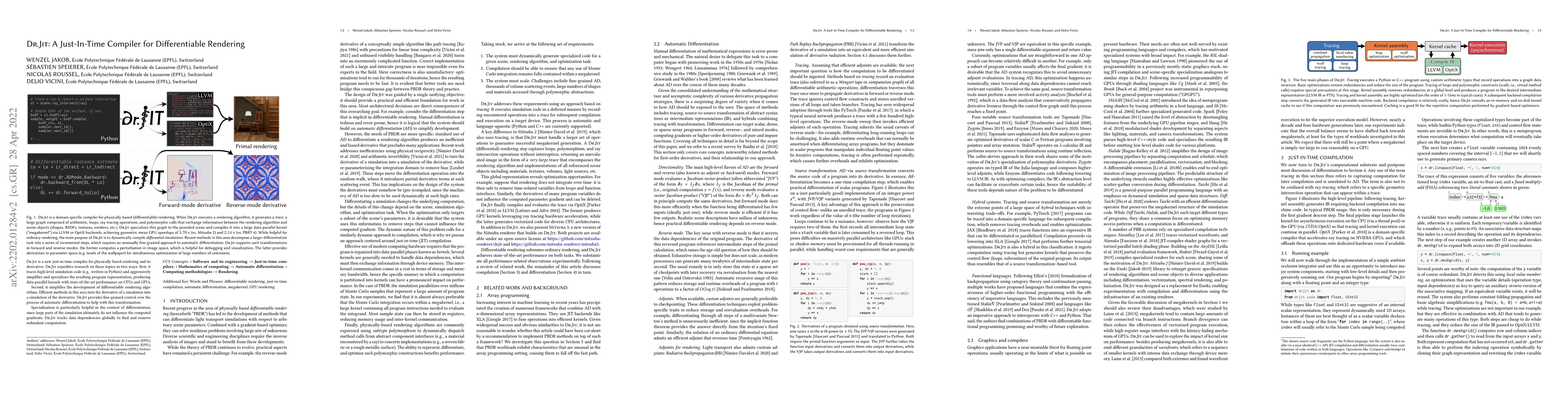 Thumbnail for Dr.Jit: A Just-In-Time Compiler for Differentiable Rendering