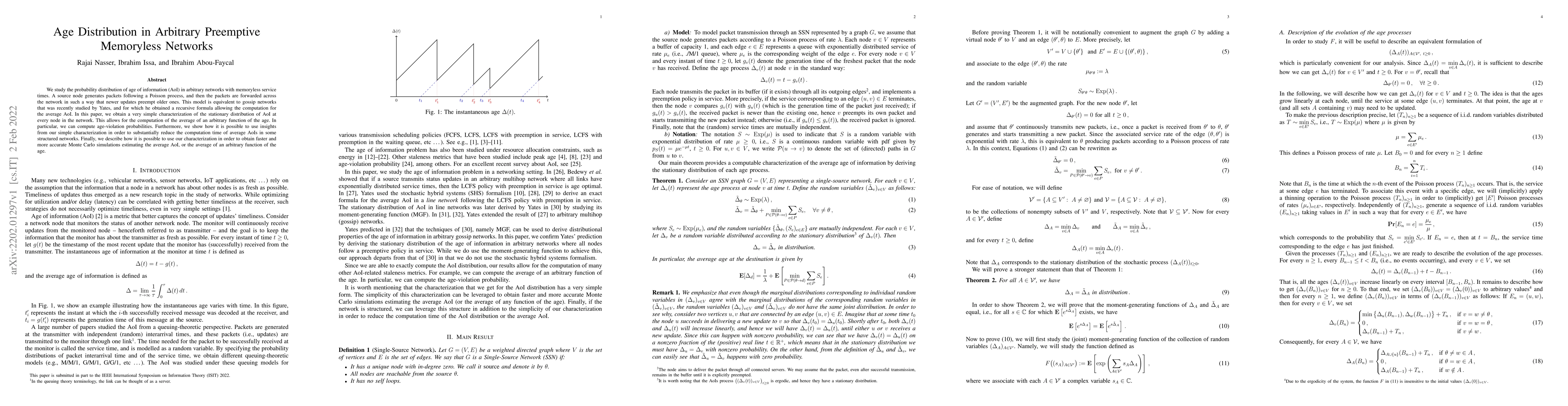 Thumbnail for Age Distribution in Arbitrary Preemptive Memoryless Networks
