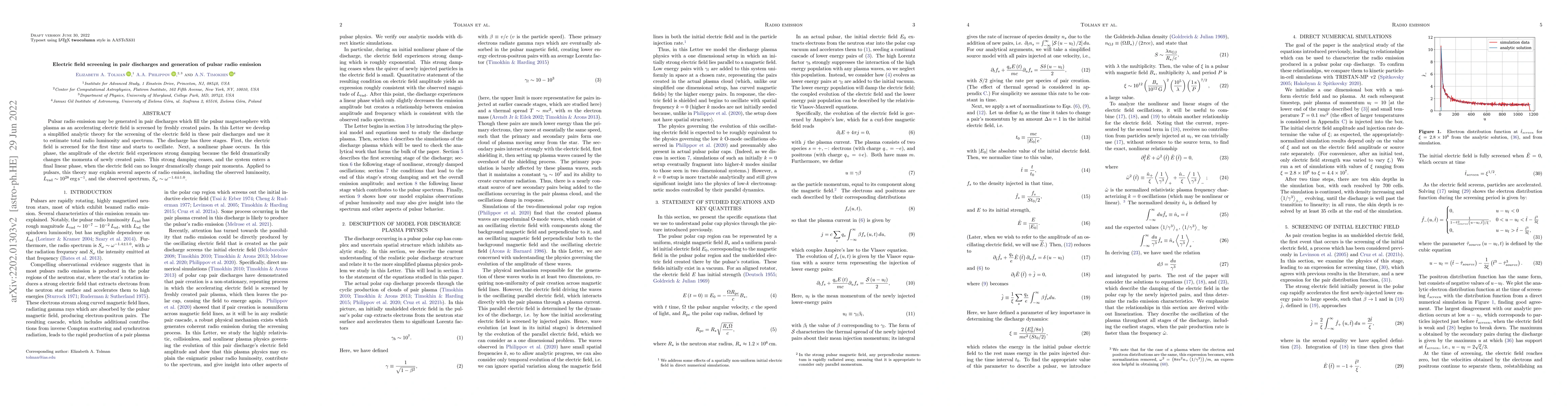Thumbnail for Electric field screening in pair discharges and generation of pulsar
  radio emission