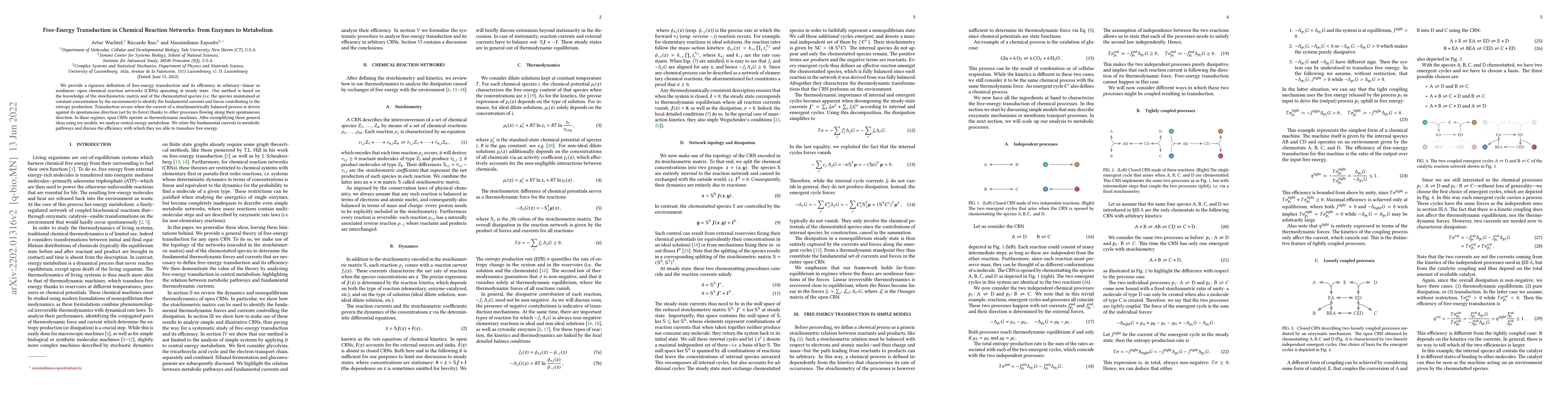 Thumbnail for Free-Energy Transduction in Chemical Reaction Networks: from Enzymes to
  Metabolism