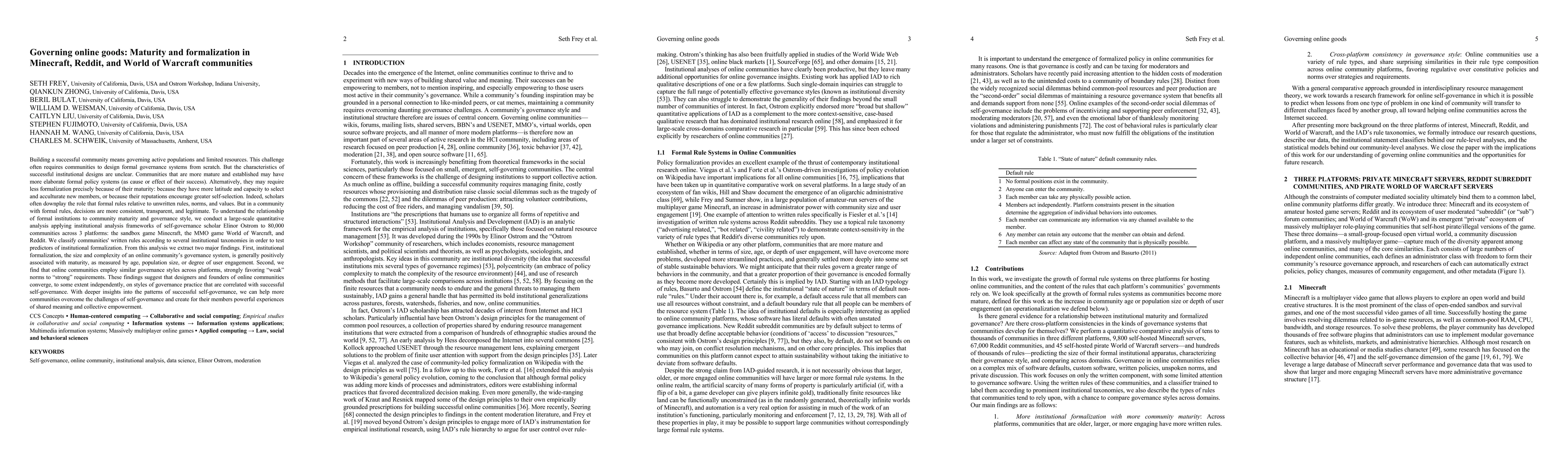 Thumbnail for Governing online goods: Maturity and formalization in Minecraft, Reddit,
  and World of Warcraft communities