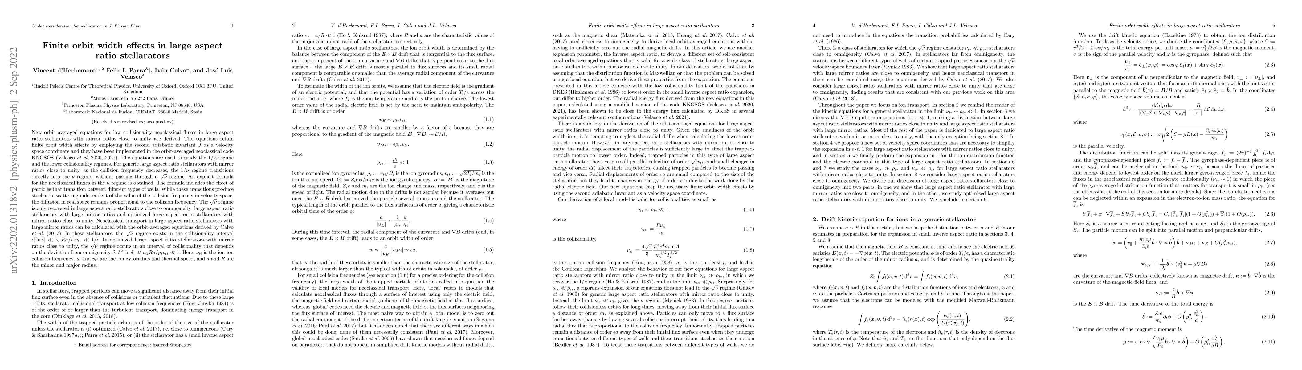 Thumbnail for Finite orbit width effects in large aspect ratio stellarators