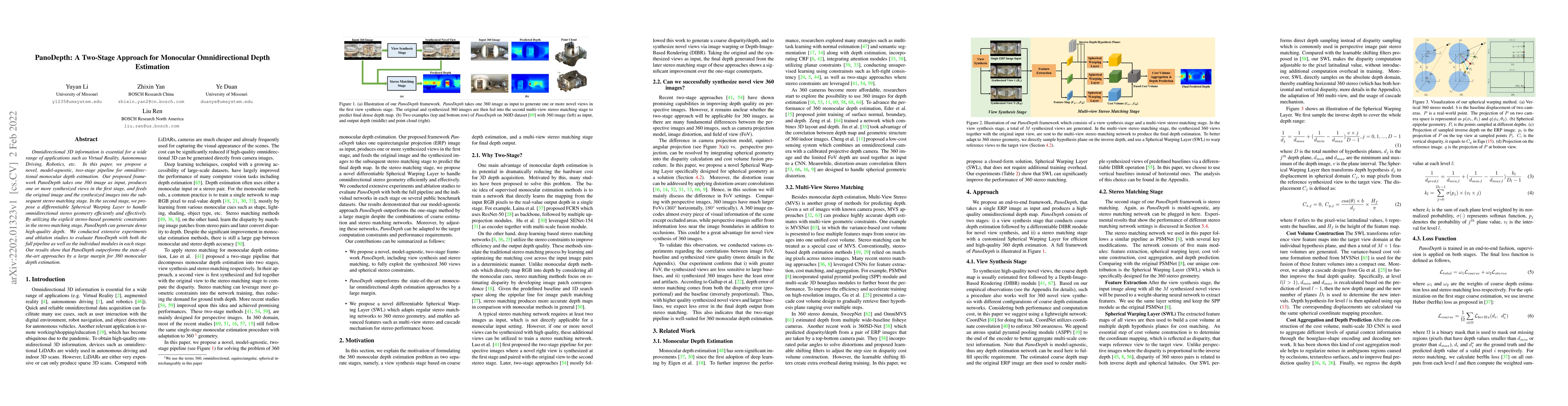 Thumbnail for PanoDepth: A Two-Stage Approach for Monocular Omnidirectional Depth
  Estimation