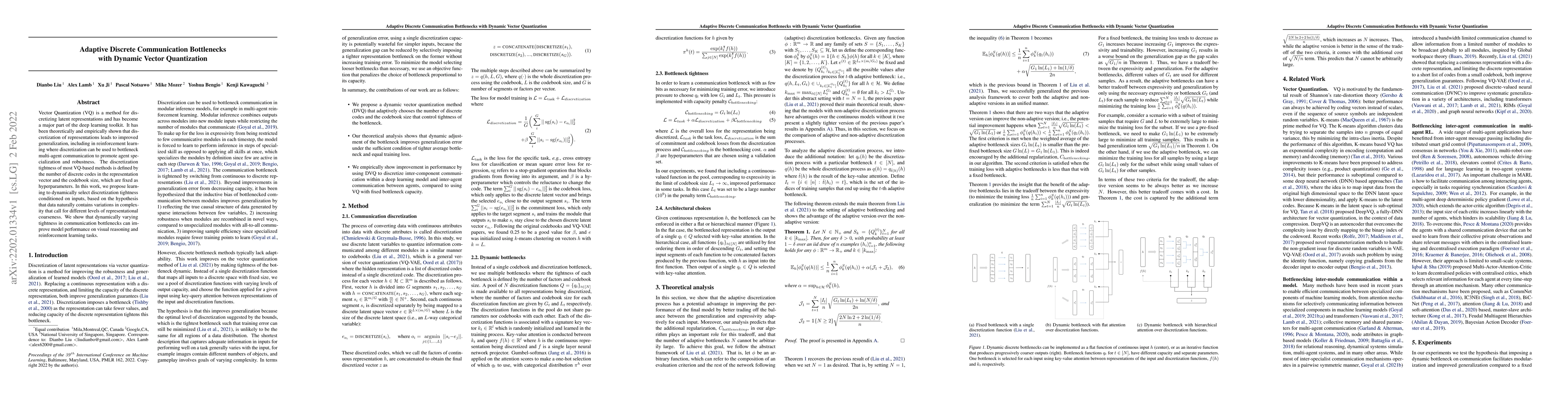 Thumbnail for Adaptive Discrete Communication Bottlenecks with Dynamic Vector
  Quantization