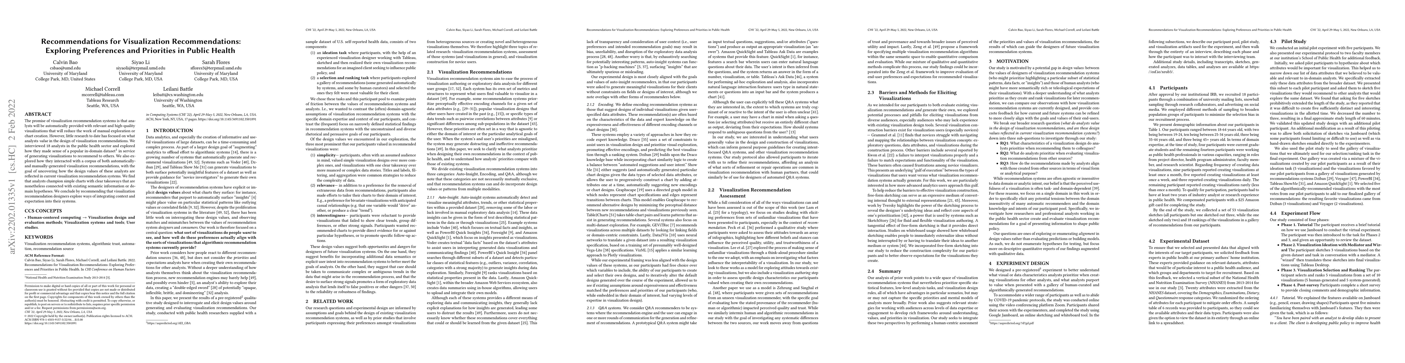 Thumbnail for Recommendations for Visualization Recommendations: Exploring Preferences
  and Priorities in Public Health