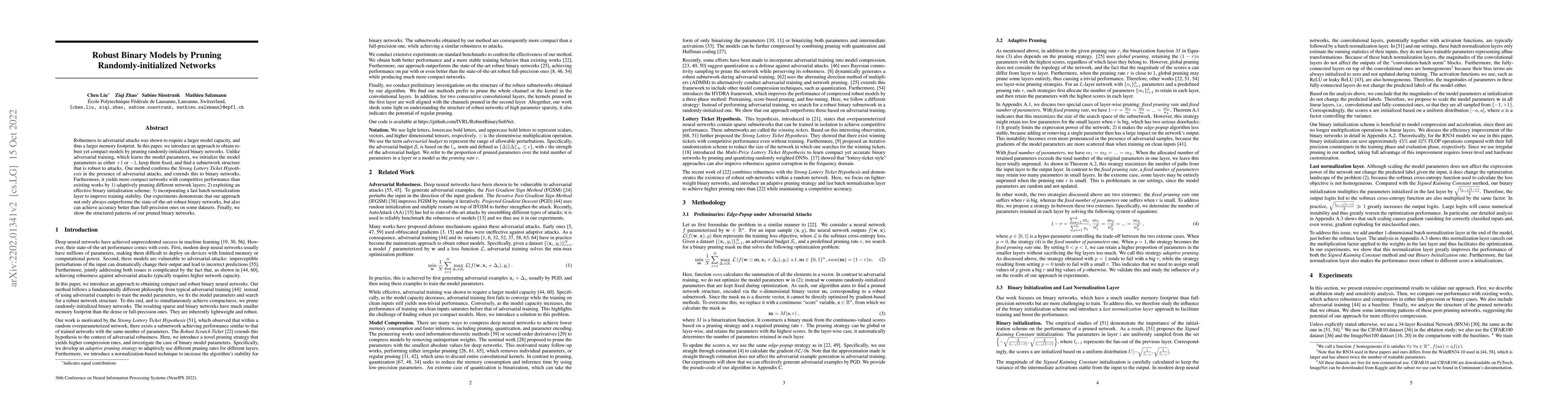 Thumbnail for Robust Binary Models by Pruning Randomly-initialized Networks