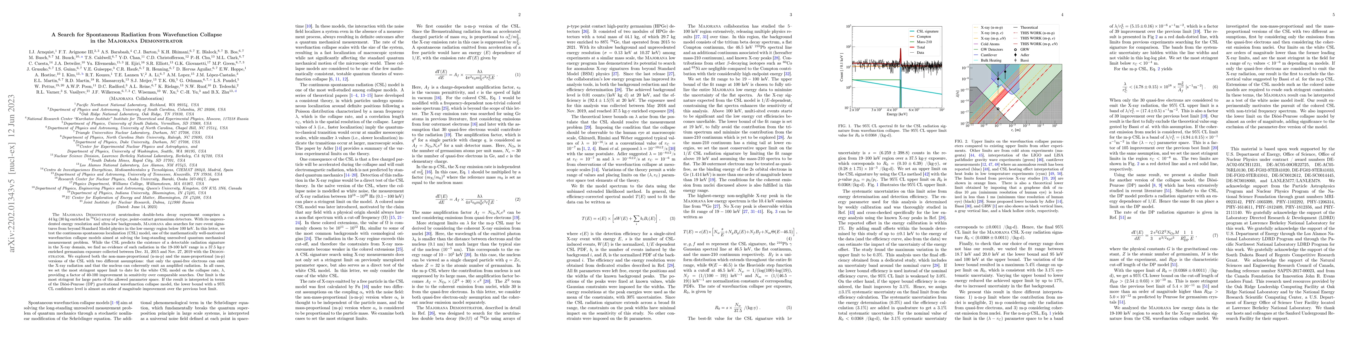 Thumbnail for Search for Spontaneous Radiation from Wavefunction Collapse in the
  Majorana Demonstrator
