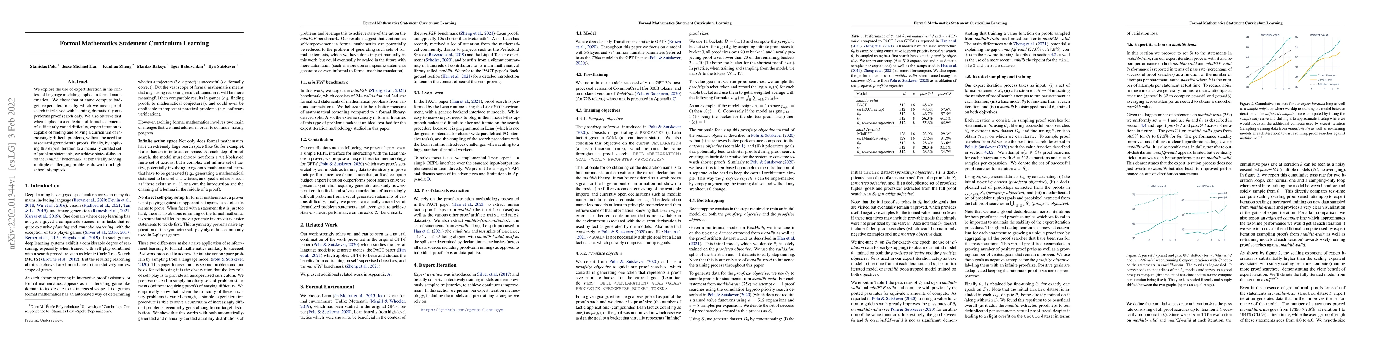 Thumbnail for Formal Mathematics Statement Curriculum Learning