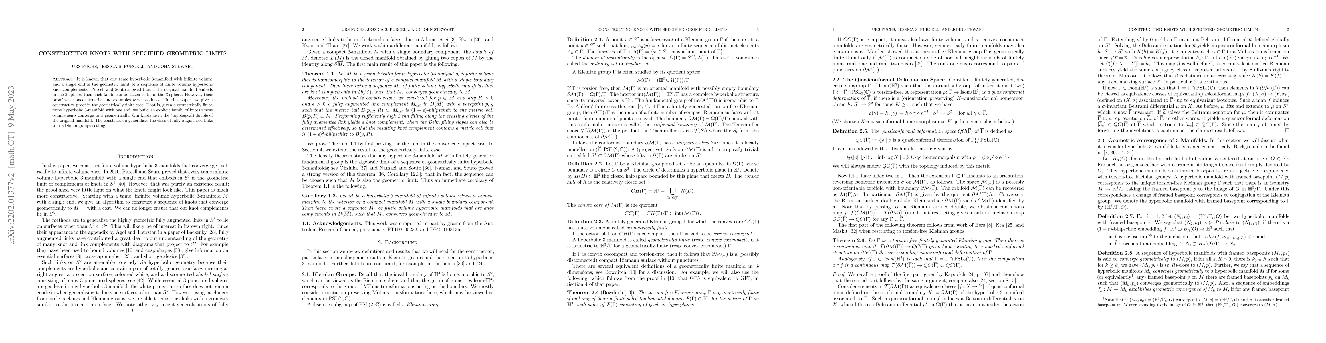 Thumbnail for Constructing knots with specified geometric limits