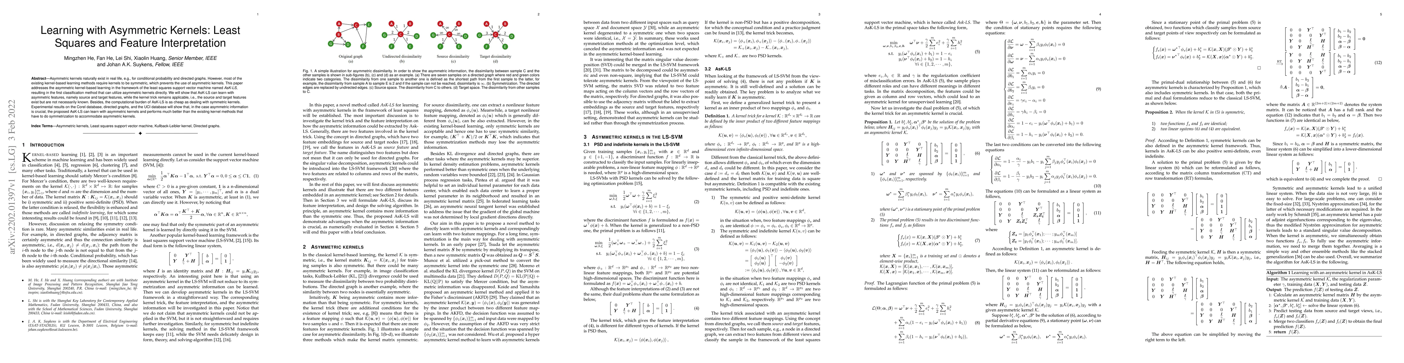 Thumbnail for Learning with Asymmetric Kernels: Least Squares and Feature
  Interpretation