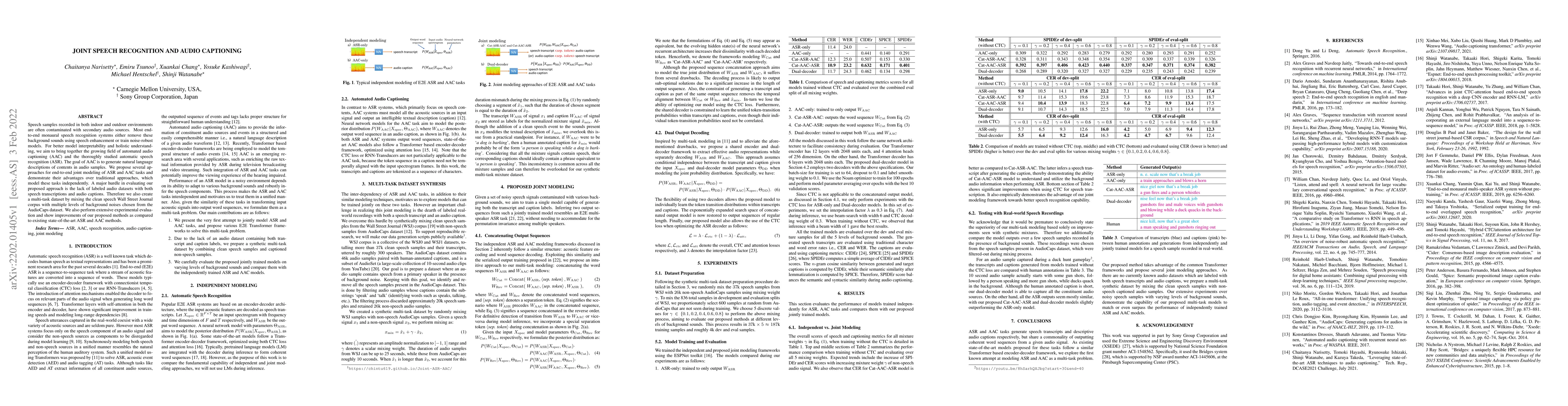 Thumbnail for Joint Speech Recognition and Audio Captioning