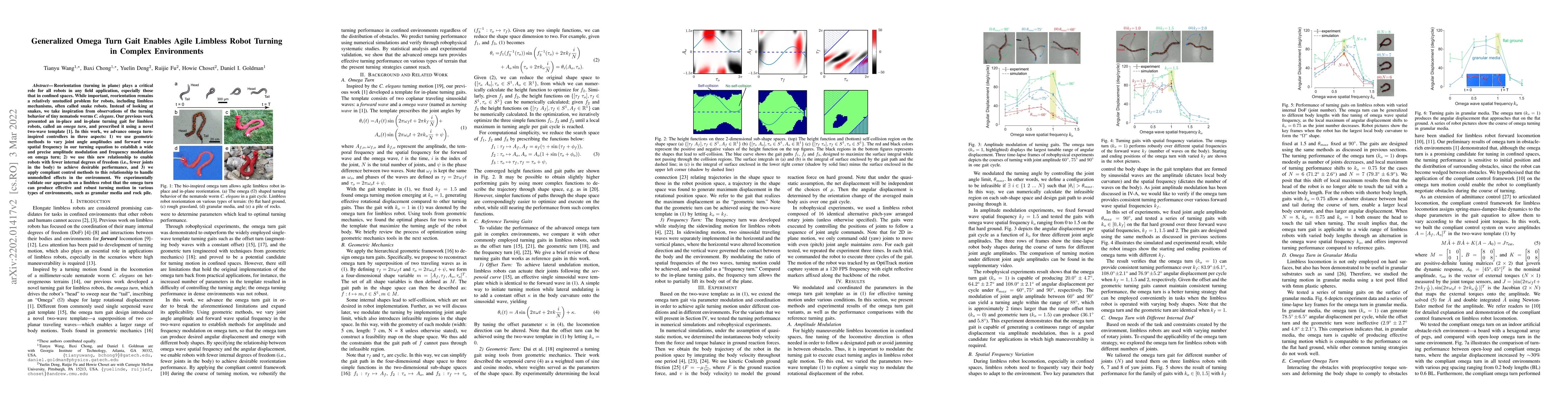 Thumbnail for Generalized Omega Turn Gait Enables Agile Limbless Robot Turning in
  Complex Environments