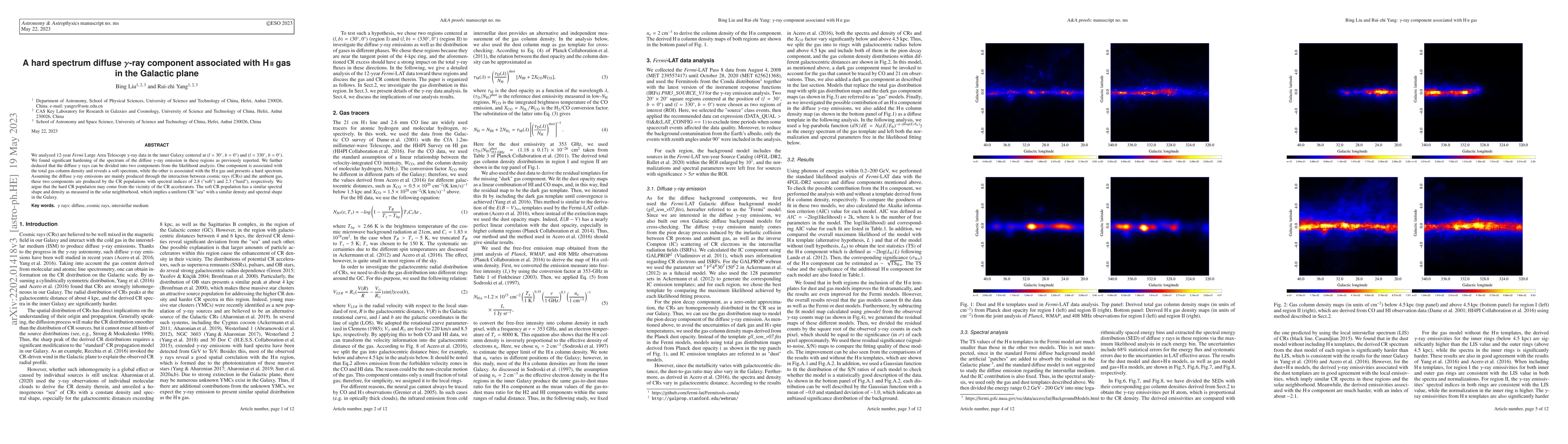 Thumbnail for A hard spectrum diffuse gamma-ray component associated with HII gas in
  the Galactic plane