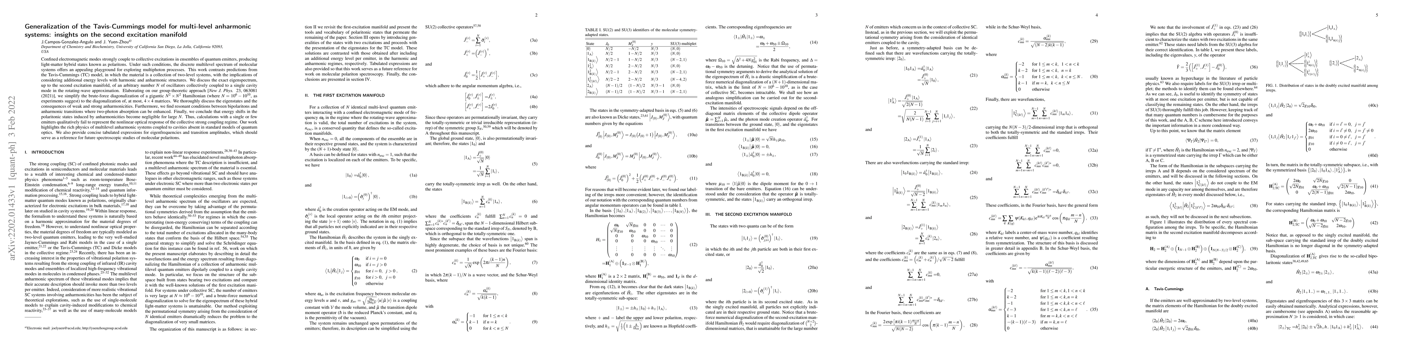 Thumbnail for Generalization of the Tavis-Cummings model for multi-level anharmonic
  systems: insights on the second excitation manifold