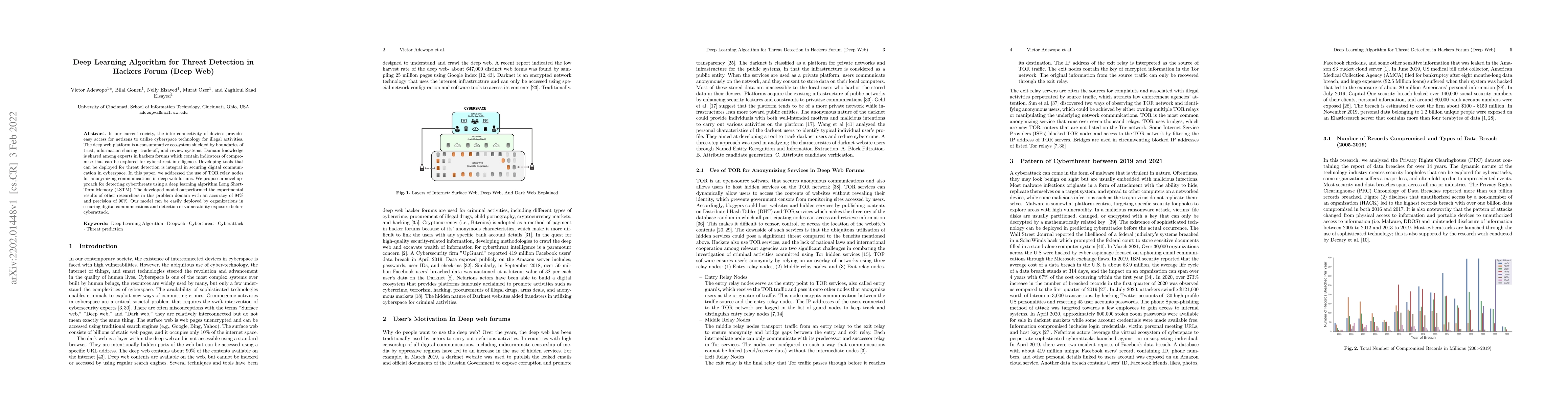 Thumbnail for Deep Learning Algorithm for Threat Detection in Hackers Forum (Deep Web)