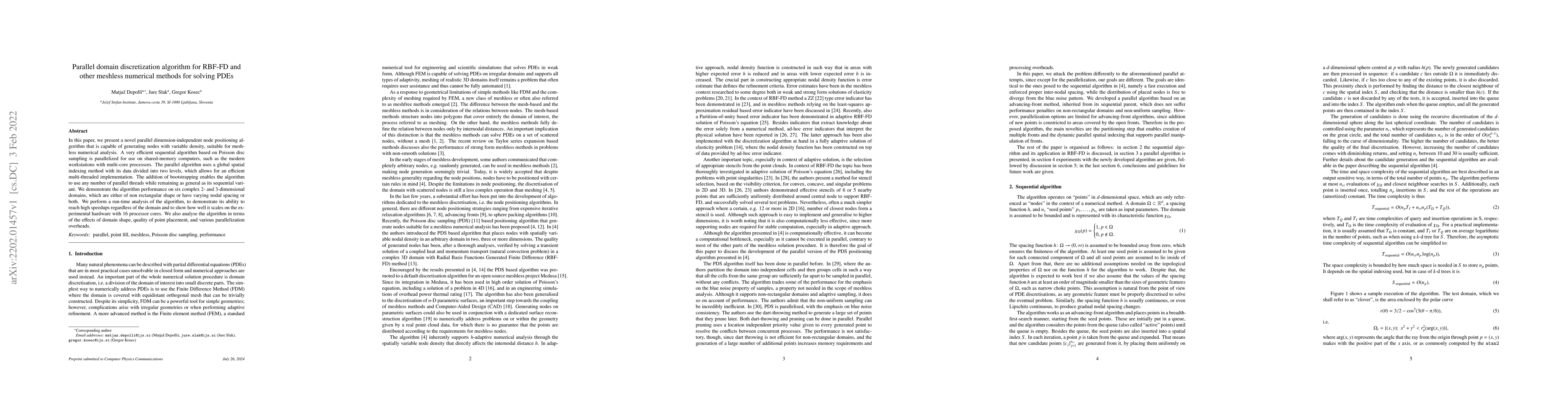 Thumbnail for Parallel domain discretization algorithm for RBF-FD and other meshless
  numerical methods for solving PDEs
