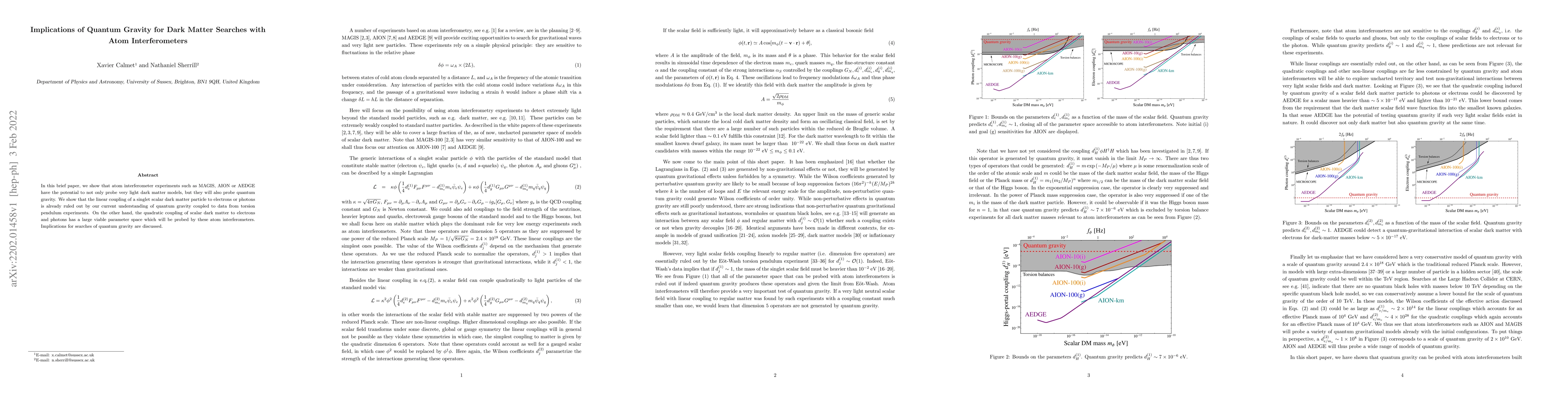 Thumbnail for Implications of Quantum Gravity for Dark Matter Searches with Atom
  Interferometers