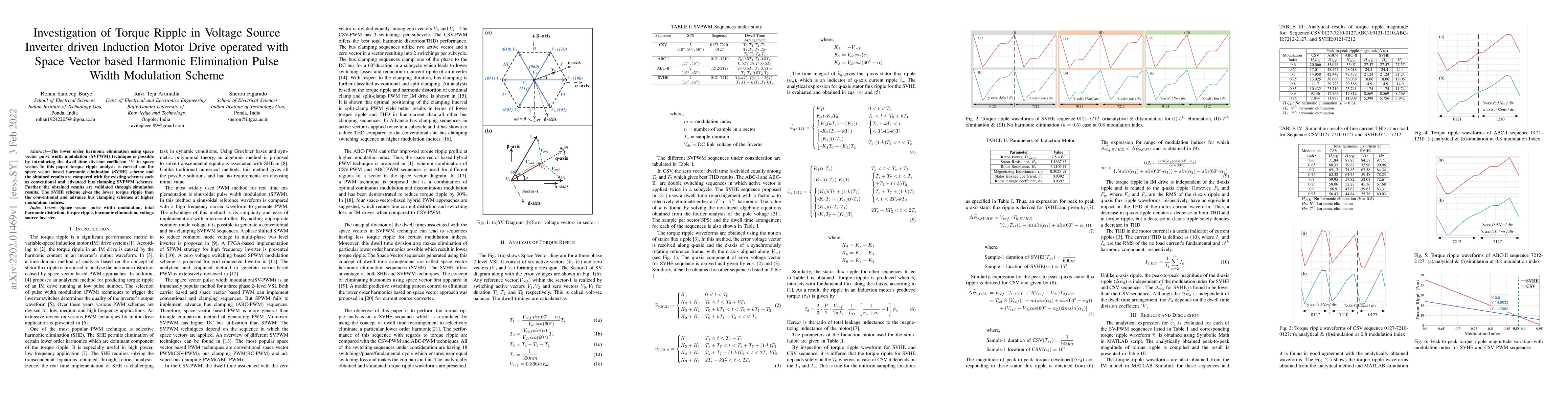 Thumbnail for Investigation of Torque Ripple in Voltage Source Inverter driven
  Induction Motor Drive operated with Space Vector based Harmonic Elimination
  Pulse Width Modulation Scheme