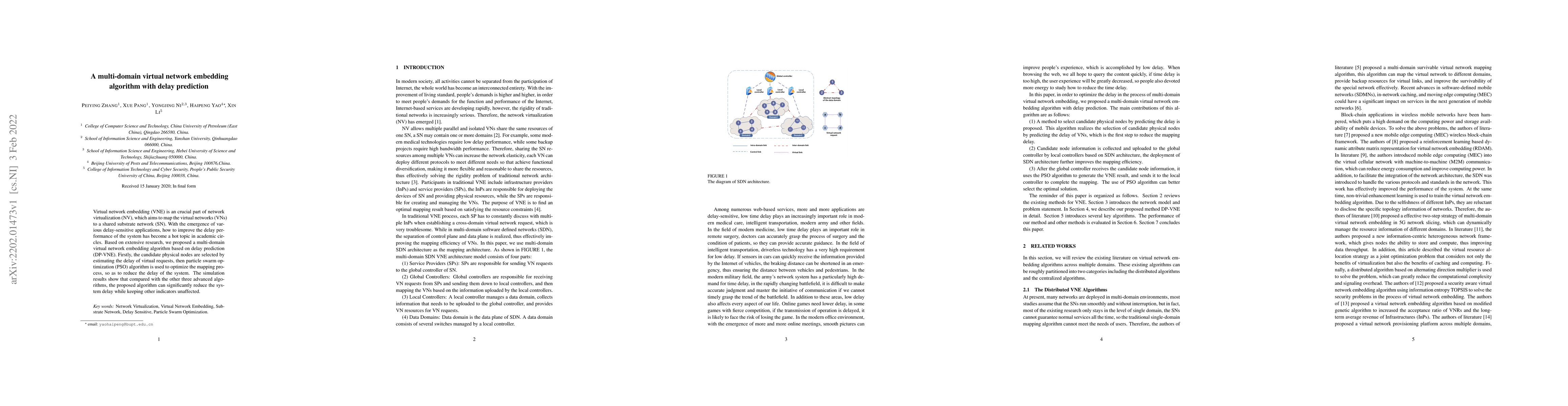 Thumbnail for A multi-domain virtual network embedding algorithm with delay prediction