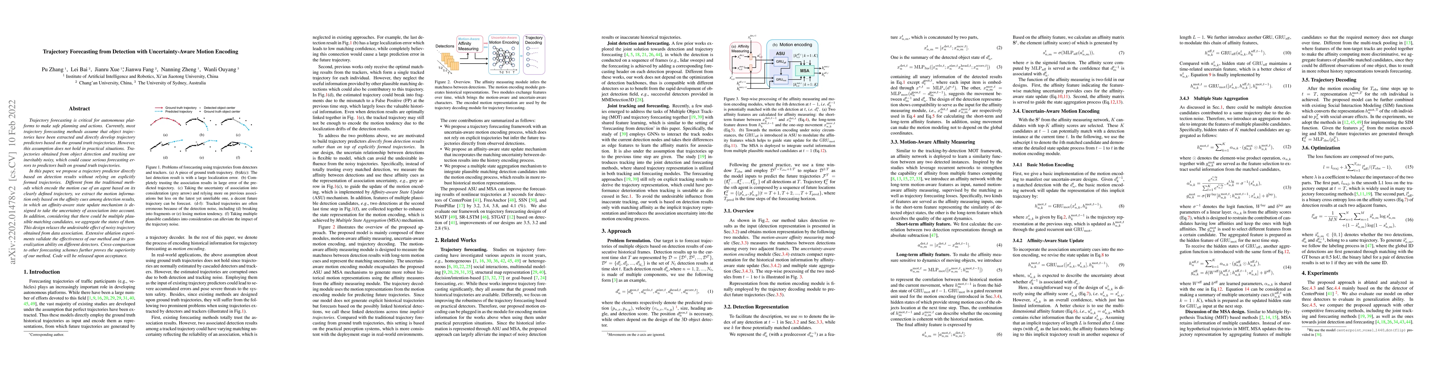Thumbnail for Trajectory Forecasting from Detection with Uncertainty-Aware Motion
  Encoding
