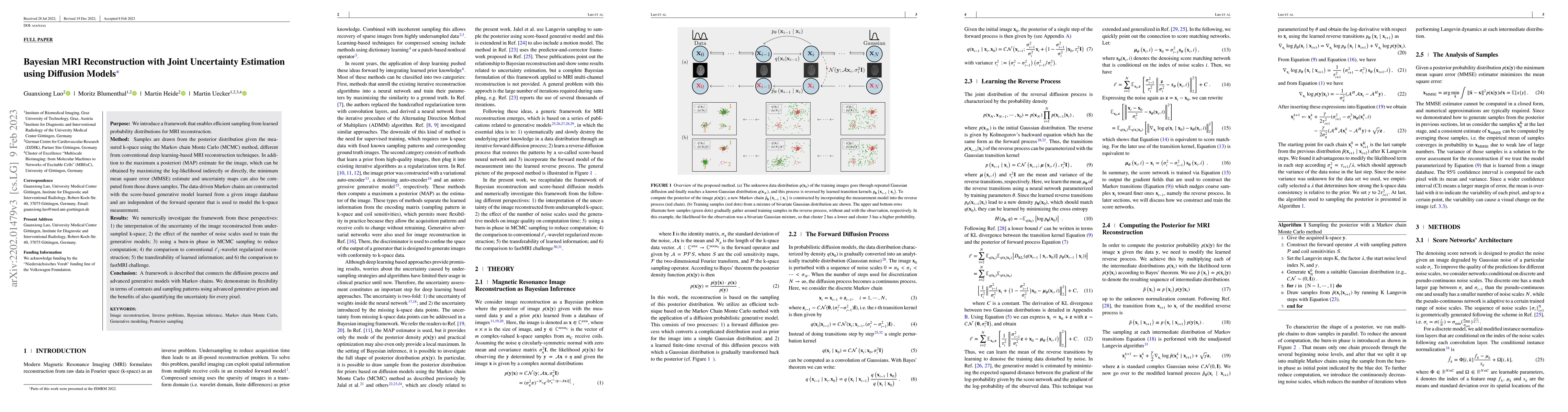 Thumbnail for Bayesian MRI Reconstruction with Joint Uncertainty Estimation using
  Diffusion Models
