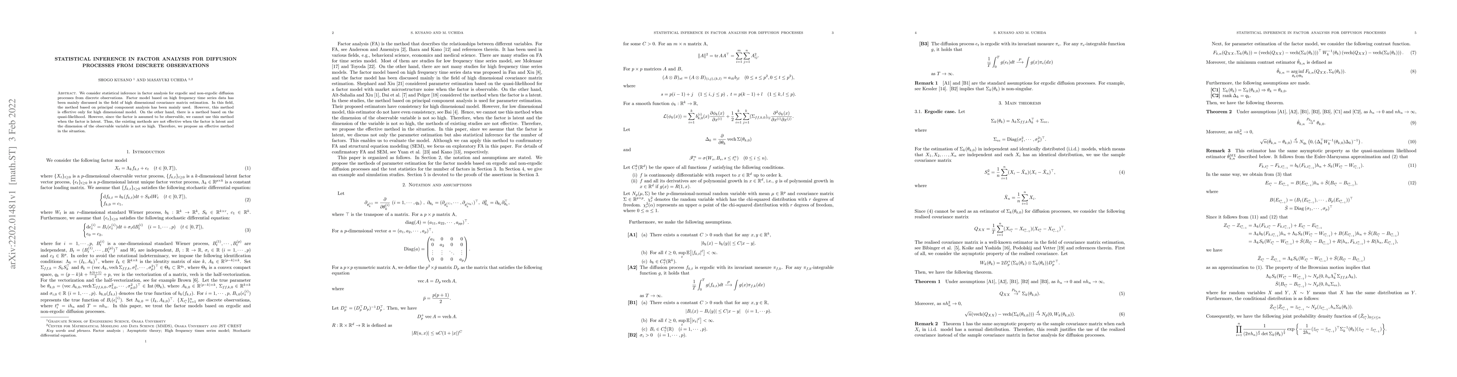Thumbnail for Statistical inference in factor analysis for diffusion processes from
  discrete observations