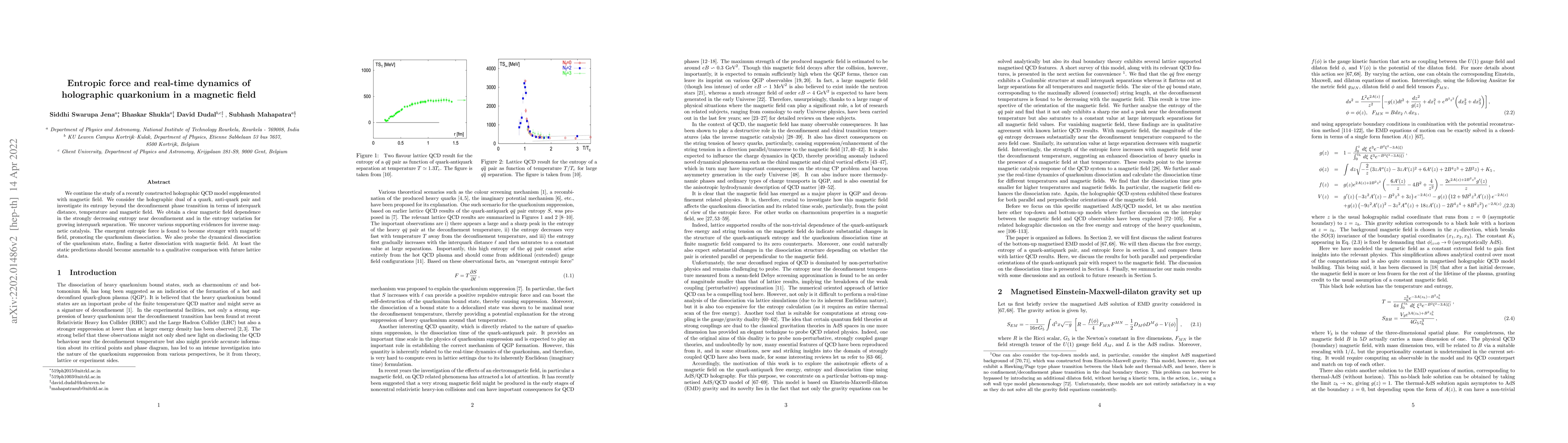 Thumbnail for Entropic force and real-time dynamics of holographic quarkonium in a
  magnetic field