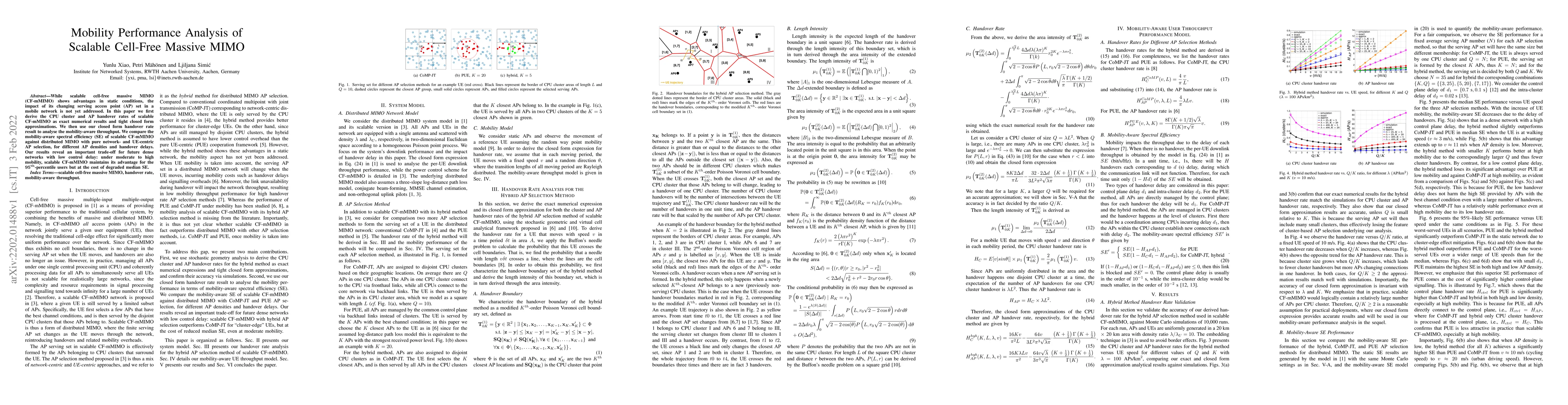 Thumbnail for Mobility Performance Analysis of Scalable Cell-Free Massive MIMO