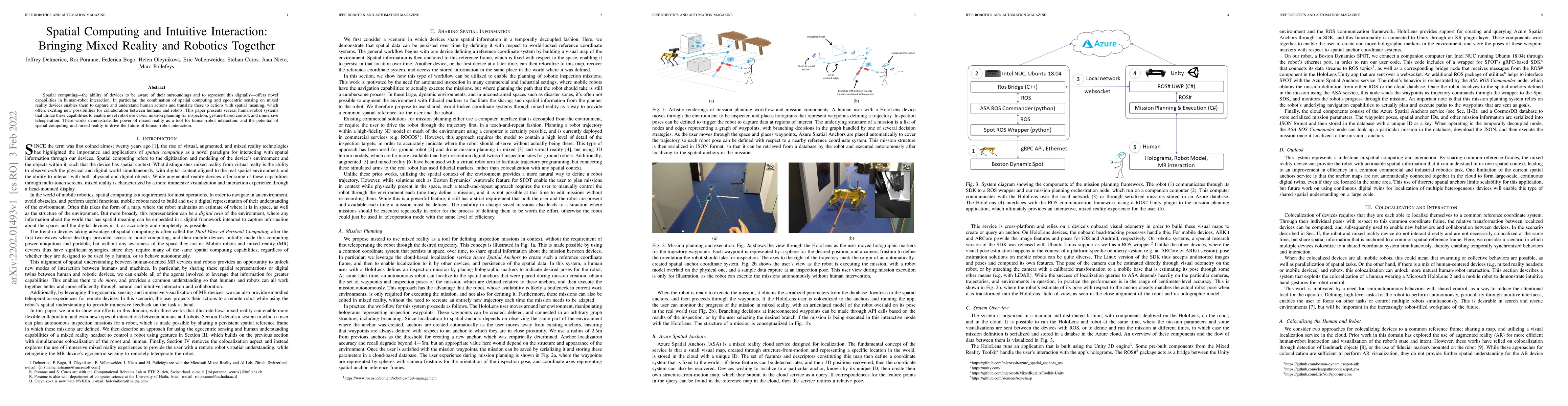 Thumbnail for Spatial Computing and Intuitive Interaction: Bringing Mixed Reality and
  Robotics Together