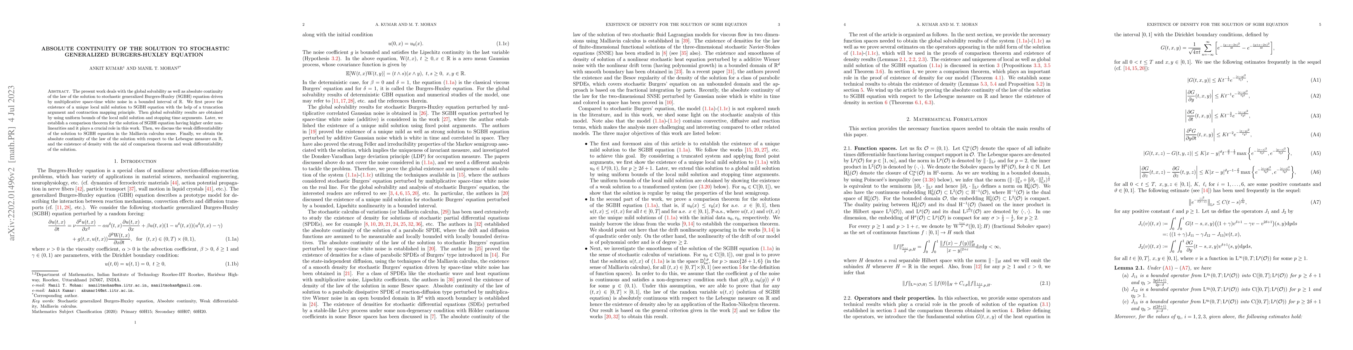 Thumbnail for Absolute continuity of the solution to stochastic generalized
  Burgers-Huxley equation