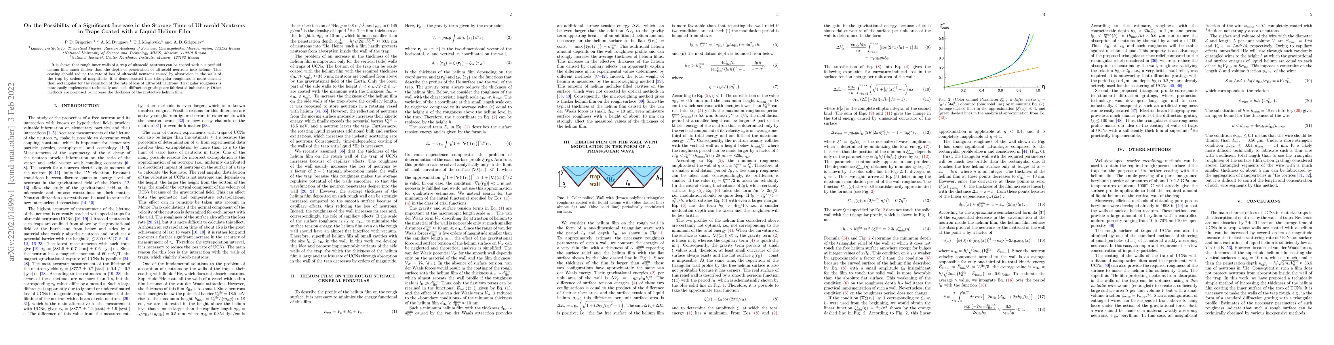 Thumbnail for On the possibility of a significant increase in the storage time of
  ultracold neutrons in traps coated with a liquid helium film