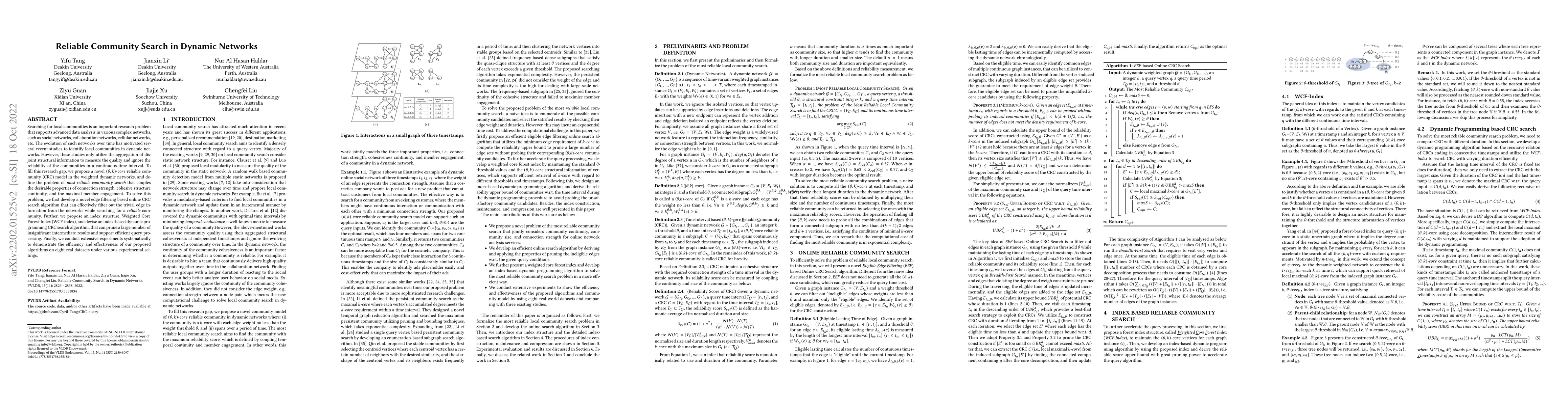 Thumbnail for Reliable Community Search in Dynamic Networks