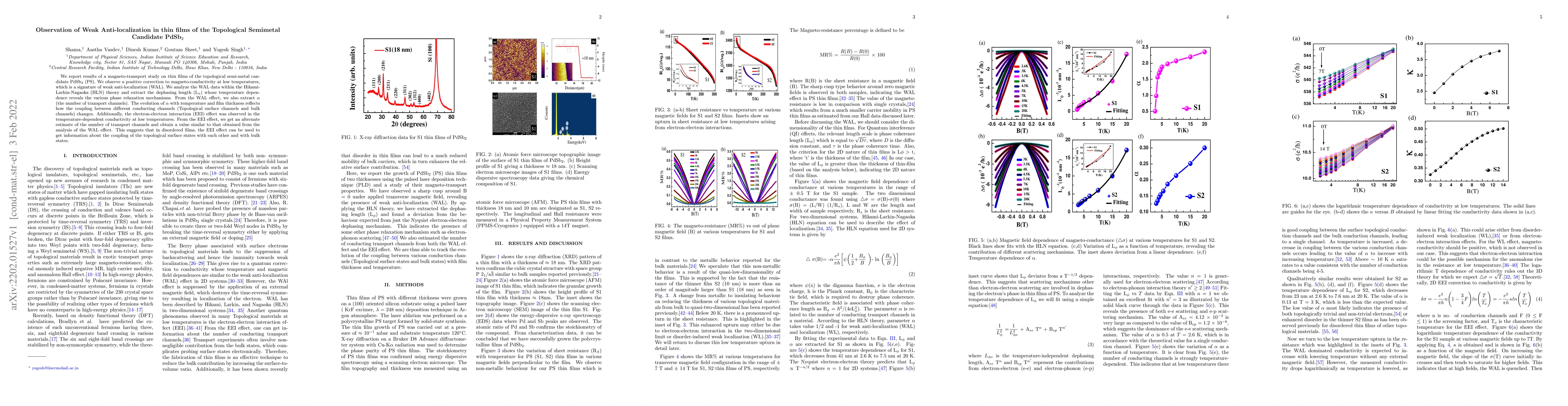 Thumbnail for Observation of Weak Anti-localization in thin films of the Topological
  Semimetal Candidate PdSb$_{2}$