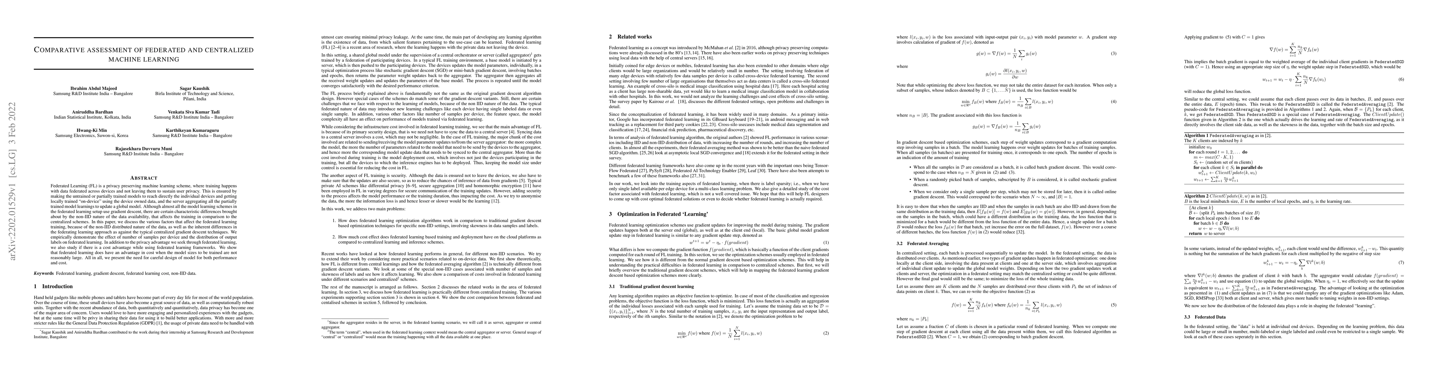 Thumbnail for Comparative assessment of federated and centralized machine learning