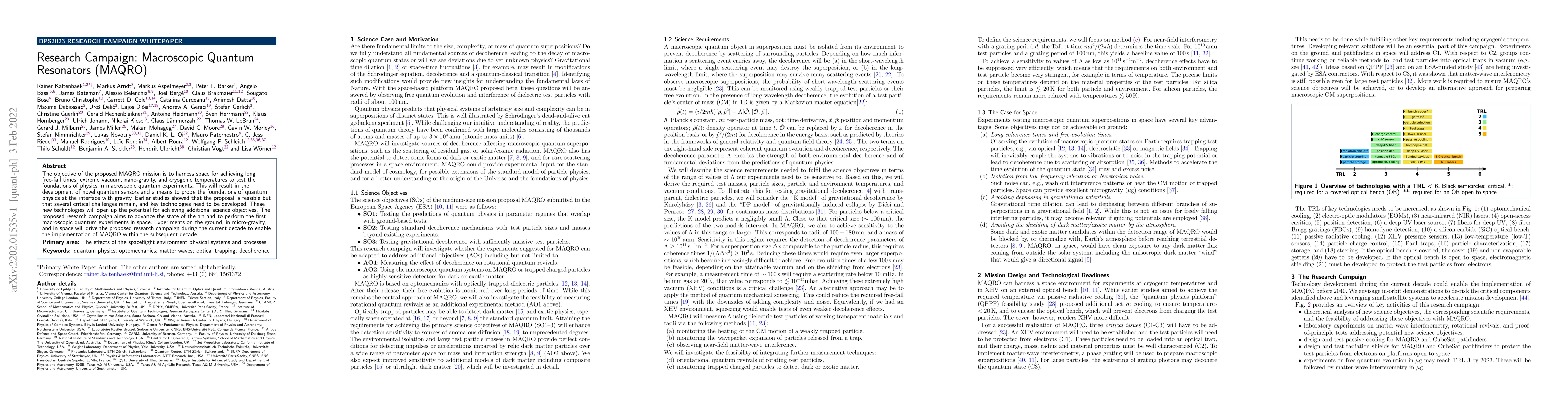 Thumbnail for MAQRO -- BPS 2023 Research Campaign Whitepaper