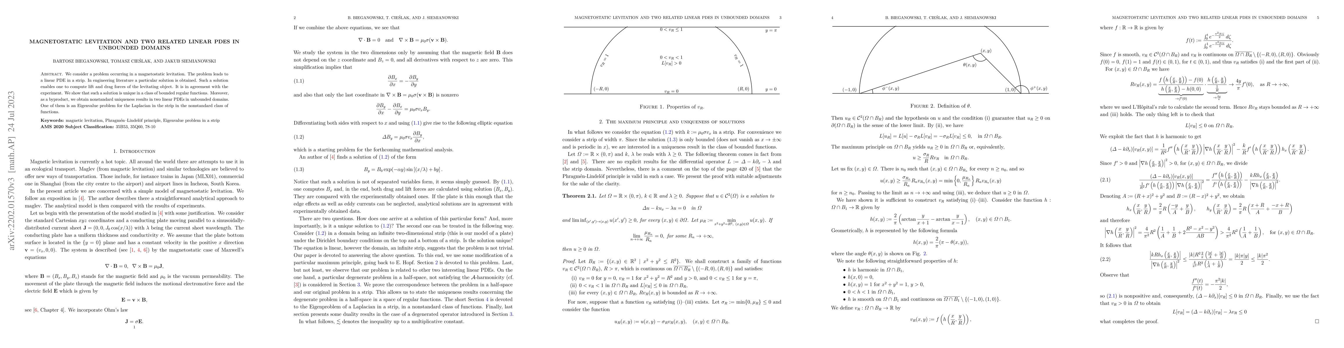 Thumbnail for Magnetostatic levitation and two related linear PDEs in unbounded
  domains