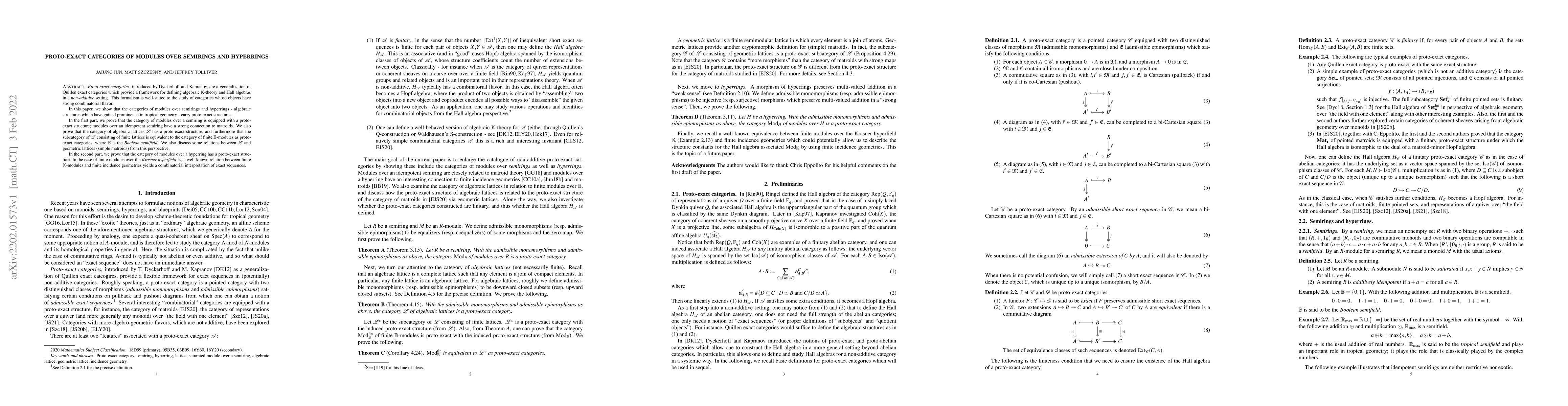 Thumbnail for Proto-exact categories of modules over semirings and hyperrings