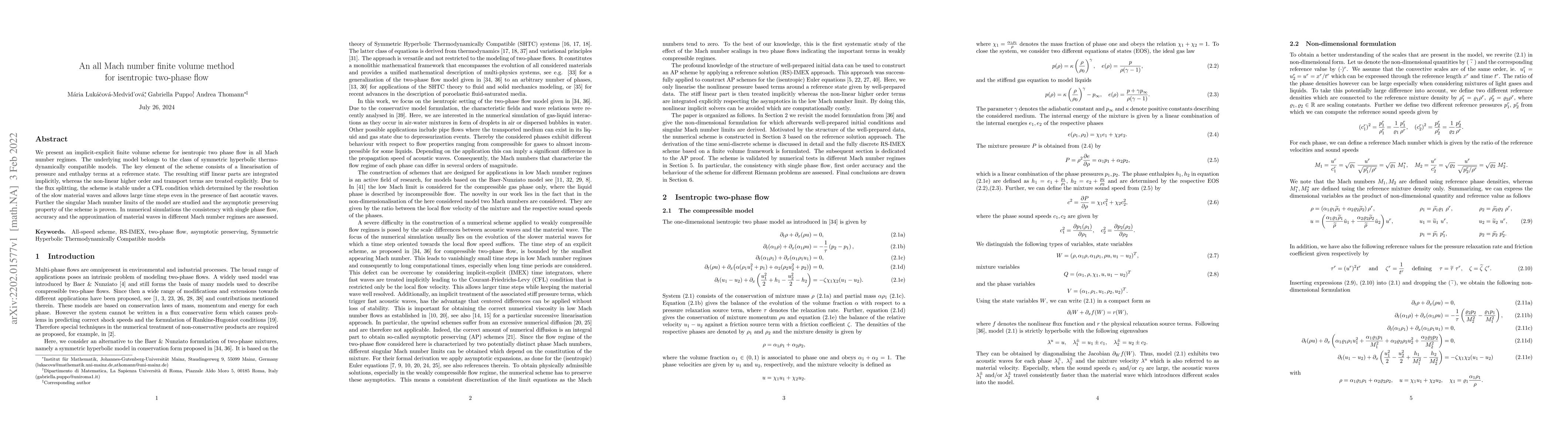 Thumbnail for An all Mach number finite volume method for isentropic two-phase flow