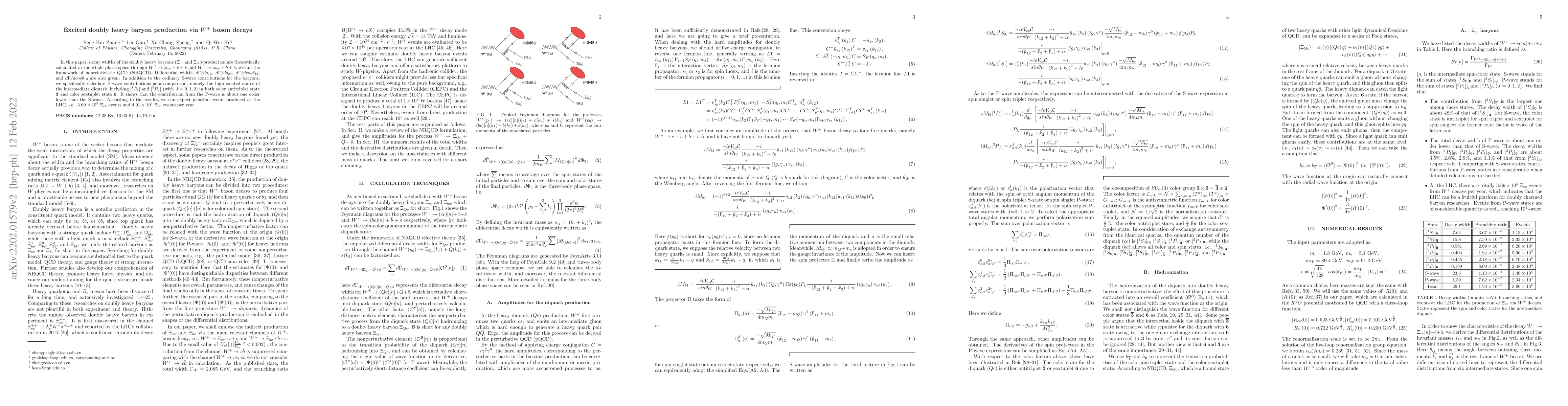 Thumbnail for Excited doubly heavy baryon production via $W^+$ boson decays