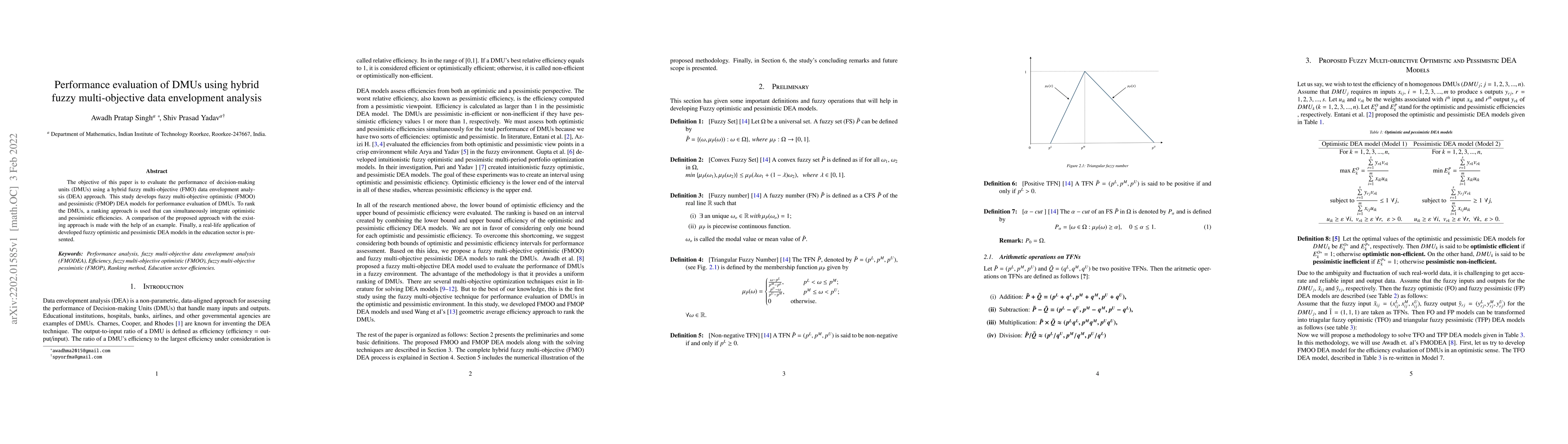 Thumbnail for Performance evaluation of DMUs using hybrid fuzzy multi-objective data
  envelopment analysis