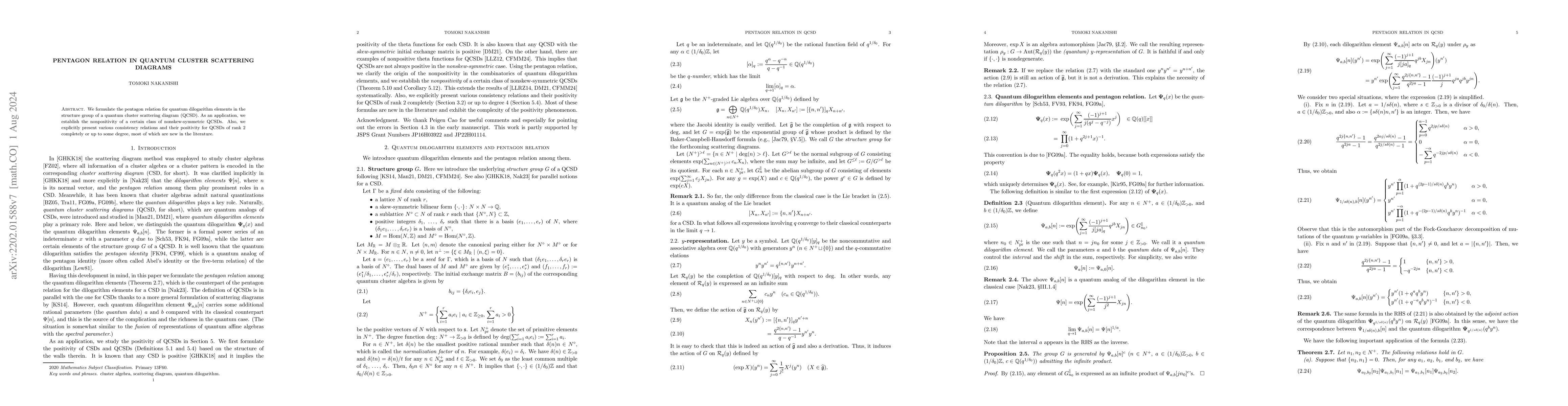 Thumbnail for Pentagon relation in quantum cluster scattering diagrams