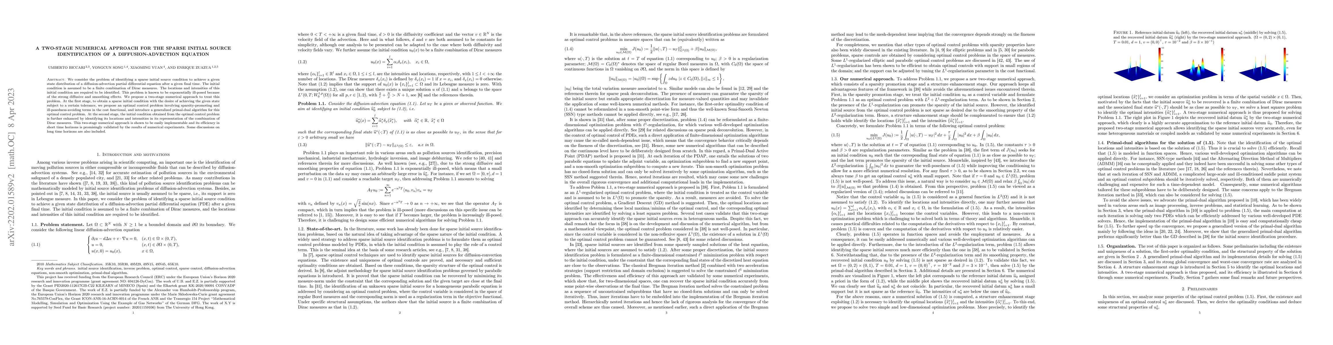 Thumbnail for A two-stage numerical approach for the sparse initial source
  identification of a diffusion-advection equation