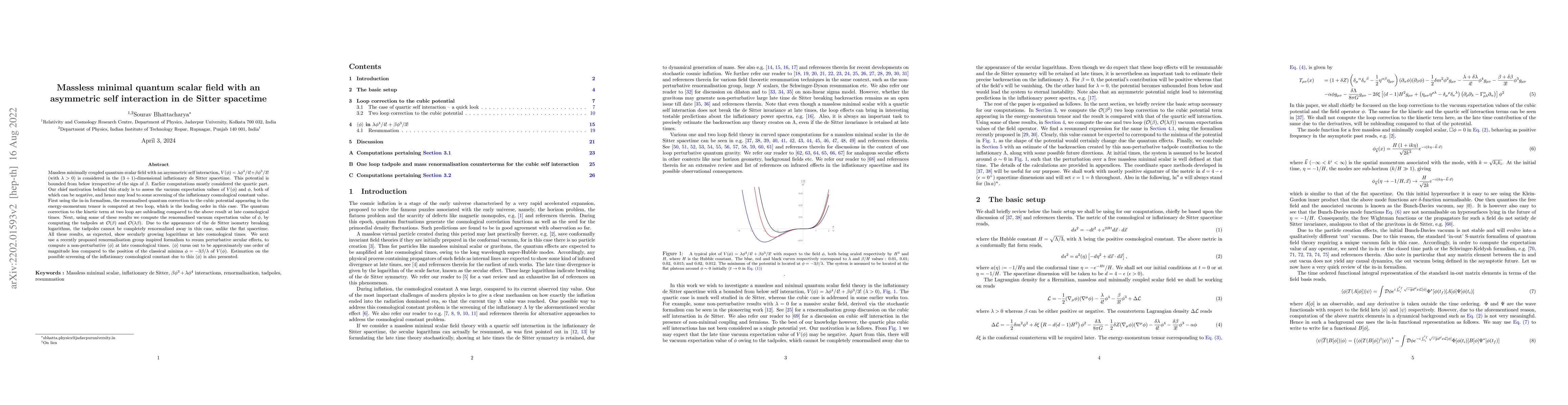 Thumbnail for Massless minimal quantum scalar field with an asymmetric self
  interaction in de Sitter spacetime