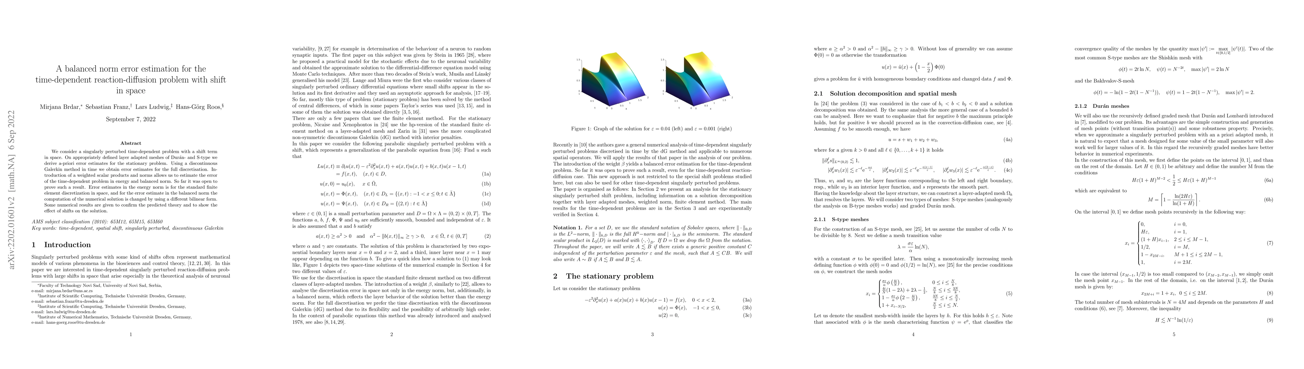 Thumbnail for A balanced norm error estimation for the time-dependent
  reaction-diffusion problem with shift in space