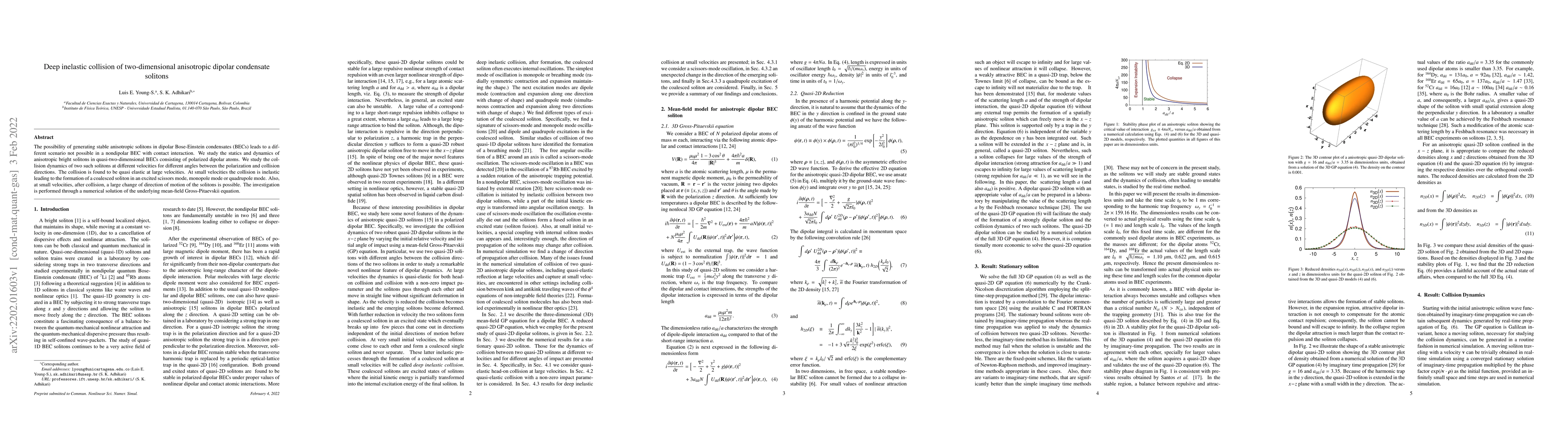 Thumbnail for Deep inelastic collision of two-dimensional anisotropic dipolar
  condensate solitons