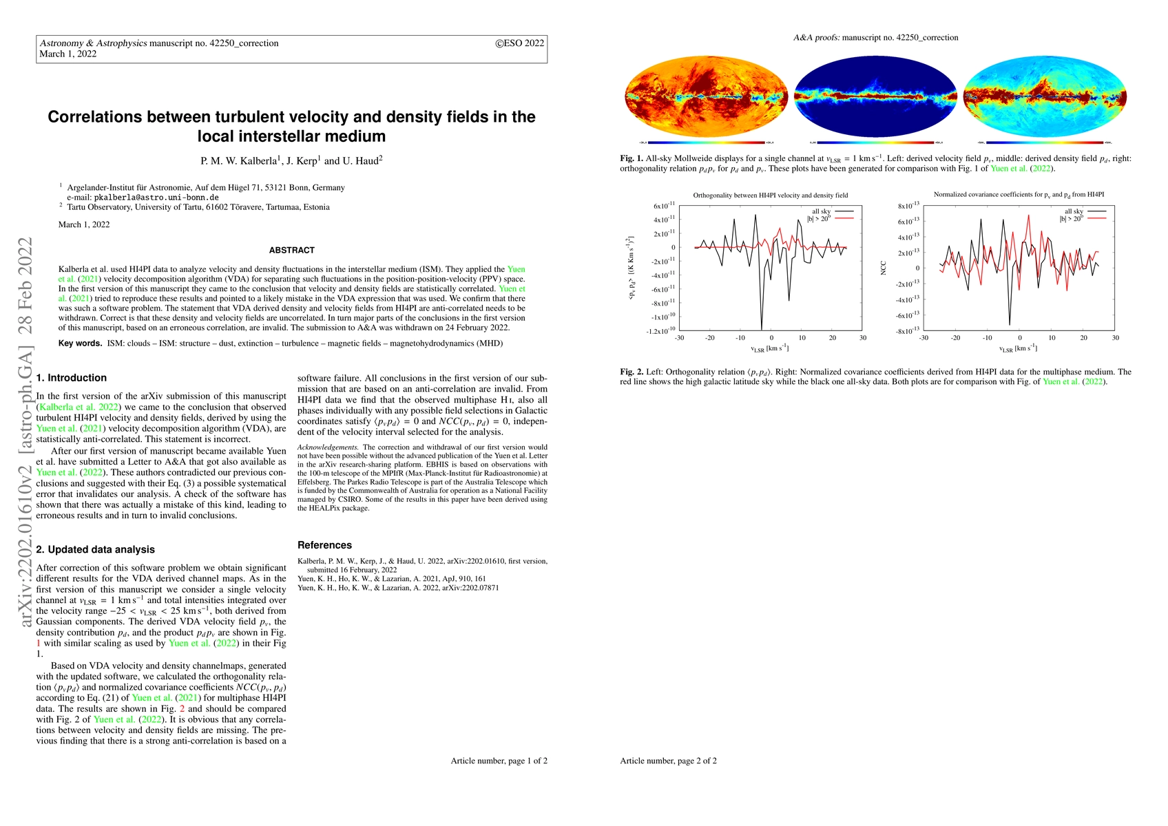 Thumbnail for Correlations between turbulent velocity and density fields in the local
  interstellar medium